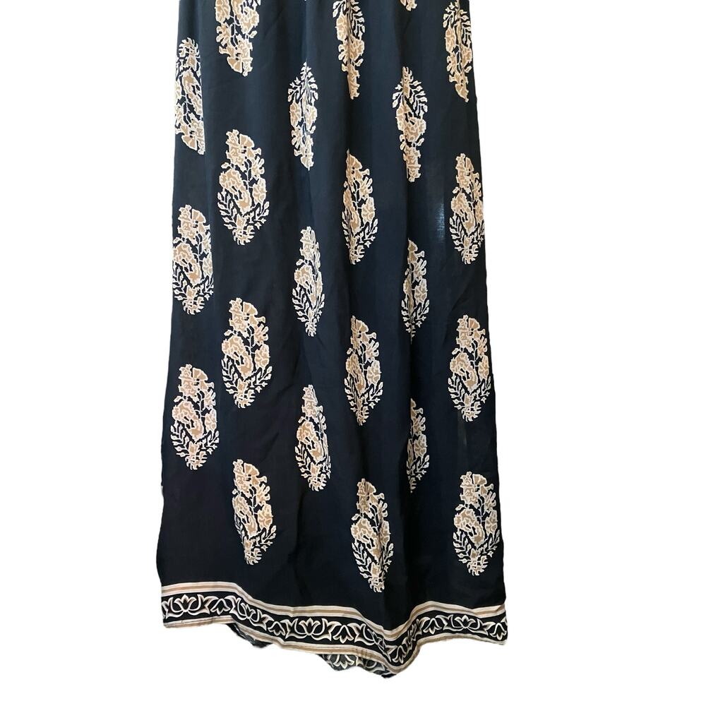 Kori America Women's Navy/Tan/White Floral Off-The-Shoulder Maxi Dress | Size L - Picture 8 of 12